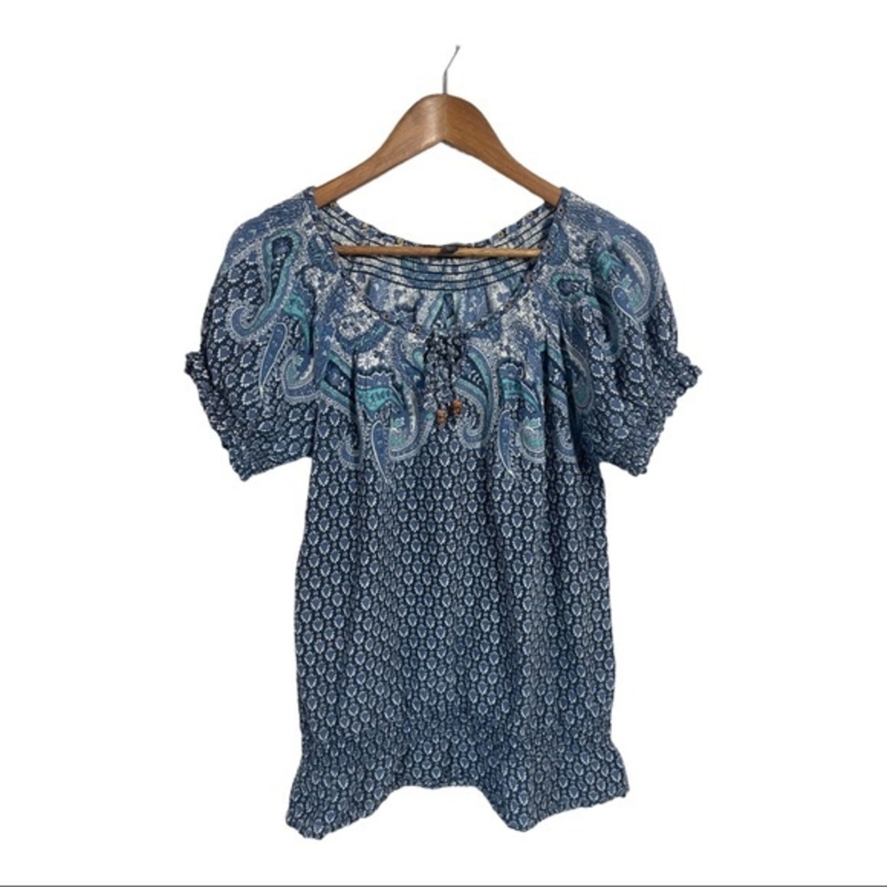 Nine West paisley‎ bohemian peasant short sleeve size medium